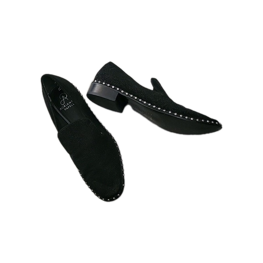 Adrianna Papell Maura Studded Loafers Black Mermaid Textured Searay 7 Officecore